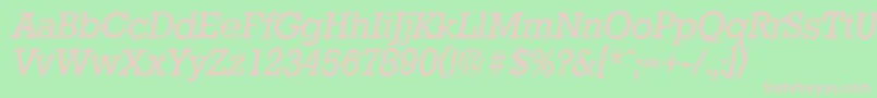 StaffordserialItalic-fontti – vaaleanpunaiset fontit vihreällä taustalla
