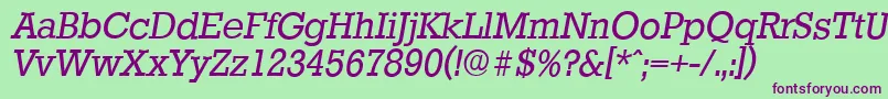 StaffordserialItalic Font – Purple Fonts on Green Background