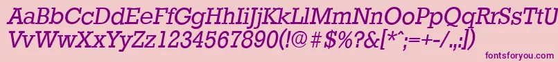 StaffordserialItalic-Schriftart – Violette Schriften auf rosa Hintergrund