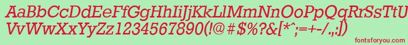 StaffordserialItalic Font – Red Fonts on Green Background