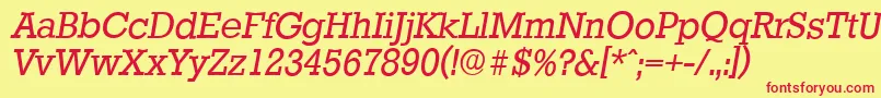 StaffordserialItalic-fontti – punaiset fontit keltaisella taustalla