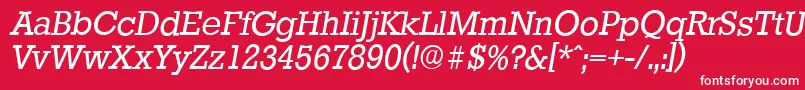 StaffordserialItalic-fontti – valkoiset fontit punaisella taustalla