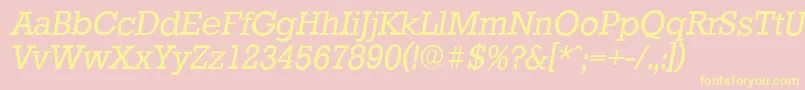 StaffordserialItalic-fontti – keltaiset fontit vaaleanpunaisella taustalla
