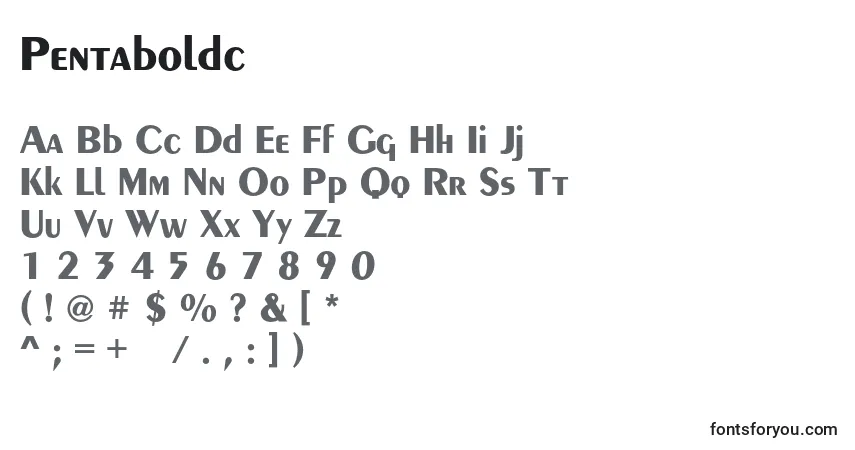 A fonte Pentaboldc – alfabeto, números, caracteres especiais