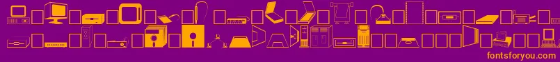 PcDingbatsNormal-Schriftart – Orangefarbene Schriften auf violettem Hintergrund