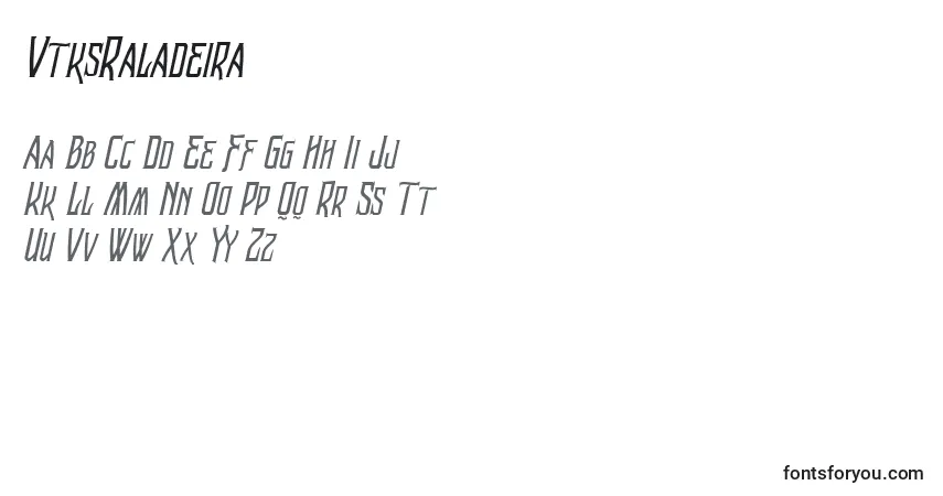 A fonte VtksRaladeira2 – alfabeto, números, caracteres especiais
