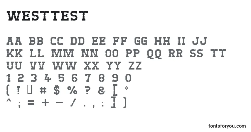 Schriftart Westtest – Alphabet, Zahlen, spezielle Symbole