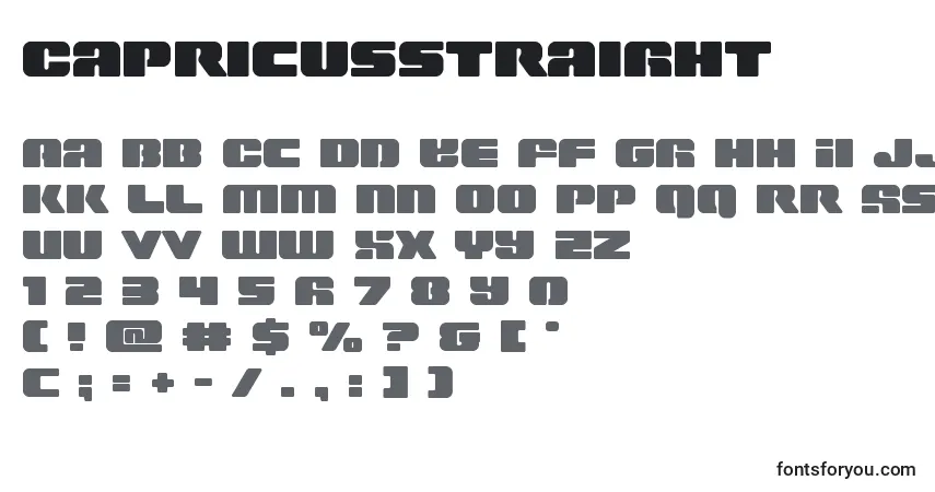 Schriftart Capricusstraight – Alphabet, Zahlen, spezielle Symbole