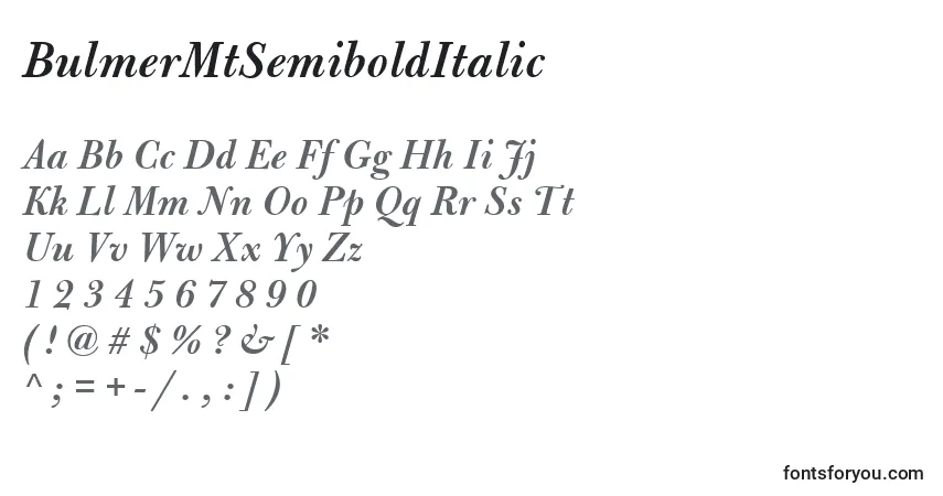 Schriftart BulmerMtSemiboldItalic – Alphabet, Zahlen, spezielle Symbole
