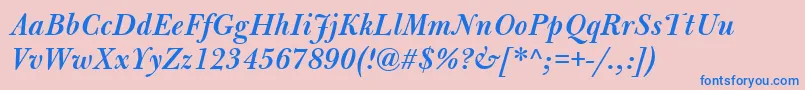 BulmerMtSemiboldItalic Font – Blue Fonts on Pink Background