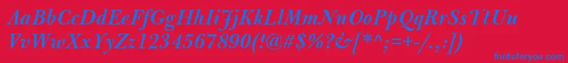 BulmerMtSemiboldItalic Font – Blue Fonts on Red Background
