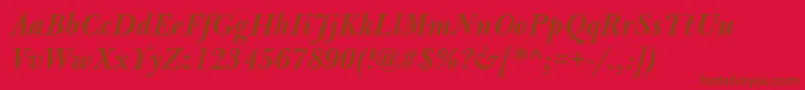 Шрифт BulmerMtSemiboldItalic – коричневые шрифты на красном фоне