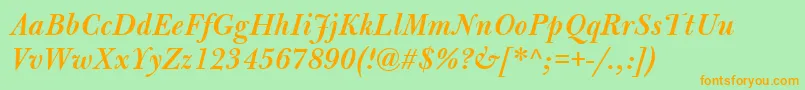 BulmerMtSemiboldItalic Font – Orange Fonts on Green Background