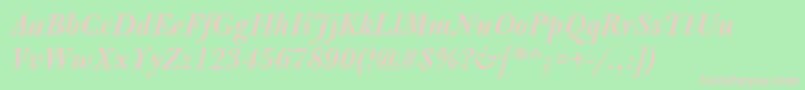 BulmerMtSemiboldItalic-Schriftart – Rosa Schriften auf grünem Hintergrund