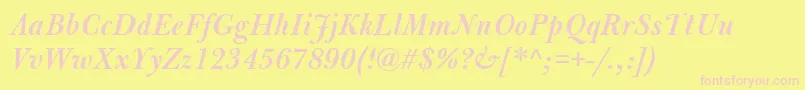 BulmerMtSemiboldItalic Font – Pink Fonts on Yellow Background