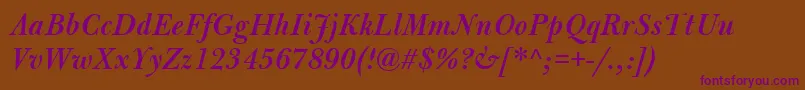 BulmerMtSemiboldItalic Font – Purple Fonts on Brown Background