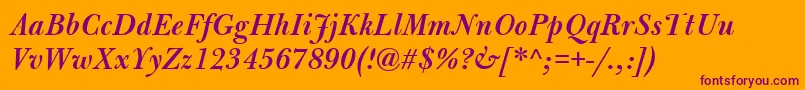 BulmerMtSemiboldItalic Font – Purple Fonts on Orange Background