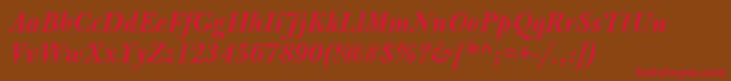 BulmerMtSemiboldItalic Font – Red Fonts on Brown Background