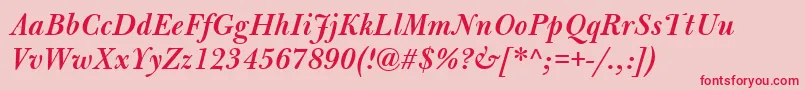BulmerMtSemiboldItalic Font – Red Fonts on Pink Background