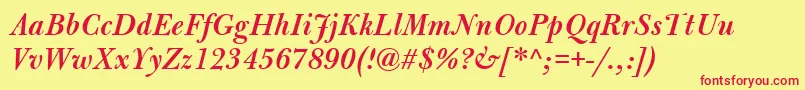 BulmerMtSemiboldItalic Font – Red Fonts on Yellow Background