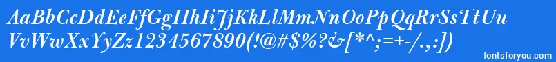 Шрифт BulmerMtSemiboldItalic – белые шрифты на синем фоне