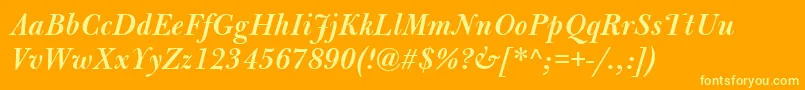Шрифт BulmerMtSemiboldItalic – жёлтые шрифты на оранжевом фоне