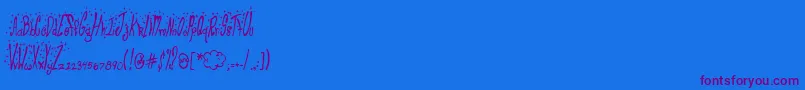 ClubFluffy-Schriftart – Violette Schriften auf blauem Hintergrund