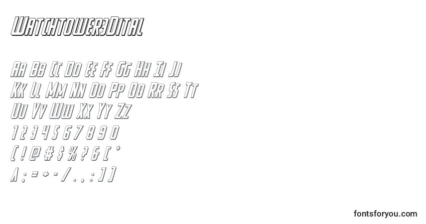 Fuente Watchtower3Dital - alfabeto, números, caracteres especiales
