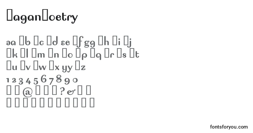 A fonte PaganPoetry – alfabeto, números, caracteres especiais