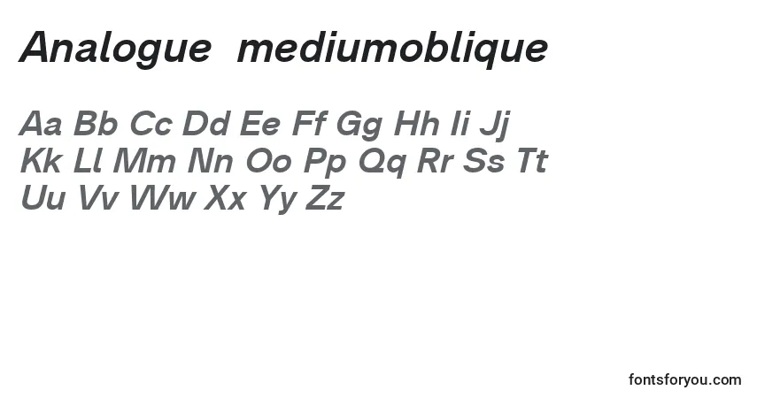 A fonte Analogue66mediumoblique (68070) – alfabeto, números, caracteres especiais
