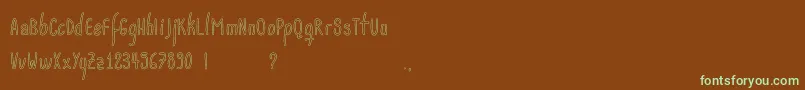 Acwanitaoutlineフォントについての詳細 フォントAcwanitaoutline – 緑色の文字が茶色の背景にあります。