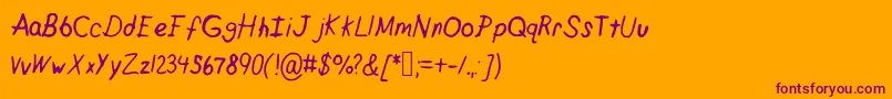 Crappypeanuts Font – Purple Fonts on Orange Background