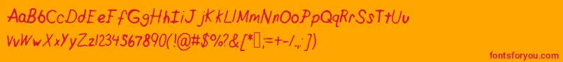 フォントCrappypeanuts – オレンジの背景に赤い文字