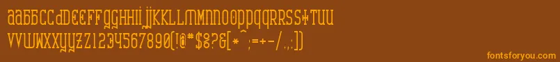 フォントCatharsisRequiemBold – オレンジ色の文字が茶色の背景にあります。