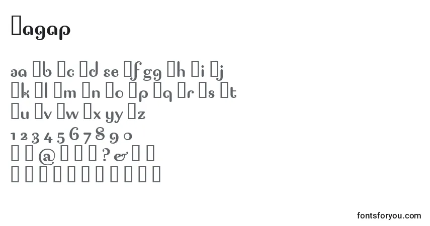 Schriftart Pagap – Alphabet, Zahlen, spezielle Symbole