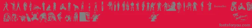 ResidentEvilCharacters-Schriftart – Graue Schriften auf rotem Hintergrund