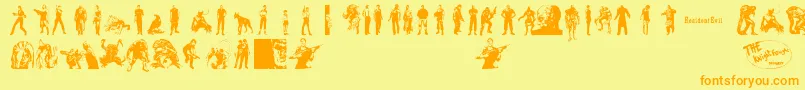 ResidentEvilCharacters Font – Orange Fonts on Yellow Background
