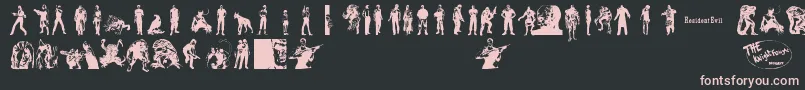 Saiba mais sobre a fonte ResidentEvilCharacters Fonte ResidentEvilCharacters – fontes rosa em um fundo preto