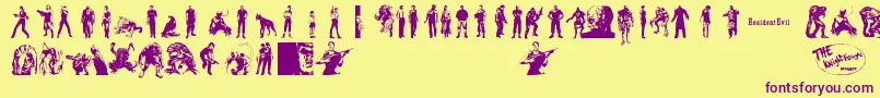 ResidentEvilCharacters Font – Purple Fonts on Yellow Background