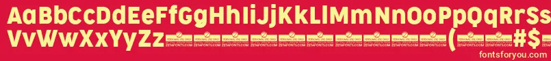 CocogooseNarrowRegularTrial Font – Yellow Fonts on Red Background