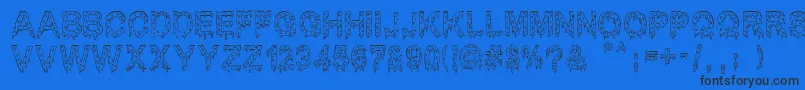 MisterMuerte-Schriftart – Schwarze Schriften auf blauem Hintergrund