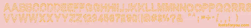 MisterMuerte-Schriftart – Orangefarbene Schriften auf rosa Hintergrund