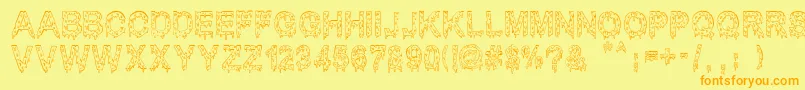 フォントMisterMuerte – オレンジの文字が黄色の背景にあります。