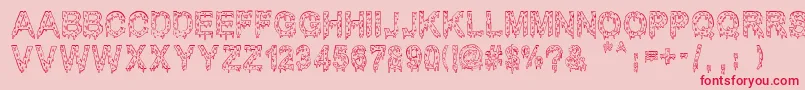 MisterMuerte-Schriftart – Rote Schriften auf rosa Hintergrund