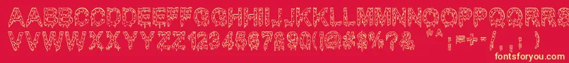 MisterMuerte Font – Yellow Fonts on Red Background