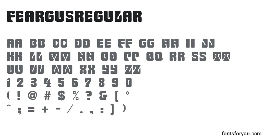 Fuente FeargusRegular - alfabeto, números, caracteres especiales