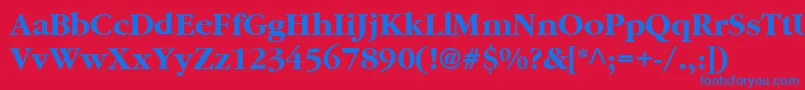 フォントGaramondBold – 赤い背景に青い文字