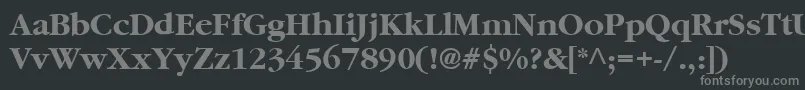GaramondBold-fontti – harmaat kirjasimet mustalla taustalla