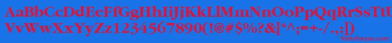 フォントGaramondBold – 赤い文字の青い背景