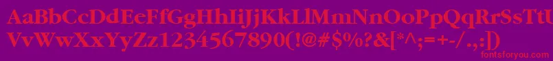 GaramondBold-Schriftart – Rote Schriften auf violettem Hintergrund